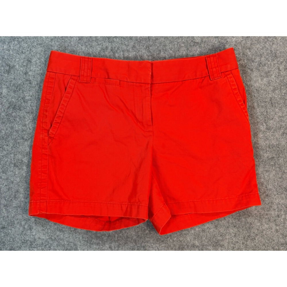 J.Crew Womens City Fit Chino Shorts Red Cotton Twill Size 4 Weathered Classic